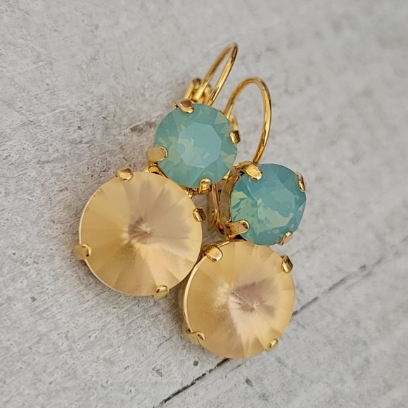 Austrian Crystal Earrings in Gold - Picture 7 of 8